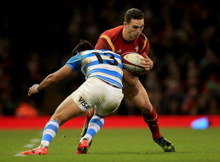 CARDIFF, WALES - NOVEMBER 12: George North of Wales is tackled by Matias Orlando of Argentina during the International Match between Wales and Argentina at Principality Stadium on November 12, 2016 in Cardiff, Wales. (Photo by Ben Hoskins/Getty Images)