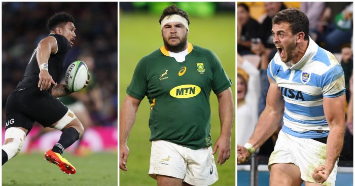 Rugby Championship Team of the Tournament: Split image of All Blacks, Ardie Savea, Springbok Frans Malherbe and Los Pumas Emiliano Boffelli.
