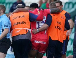 Manu Tuilagi helped off