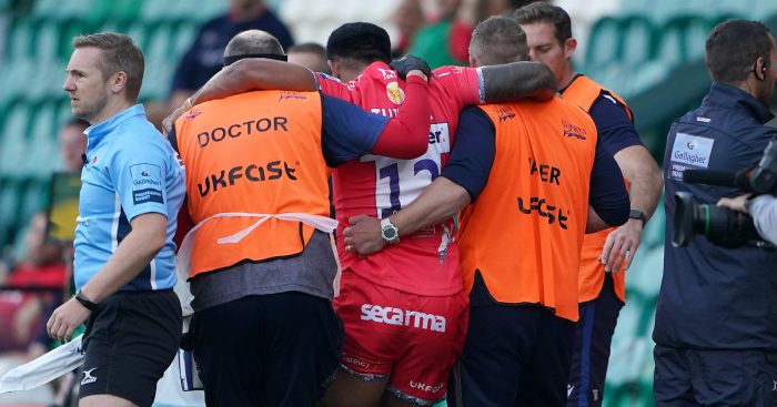 Manu Tuilagi helped off