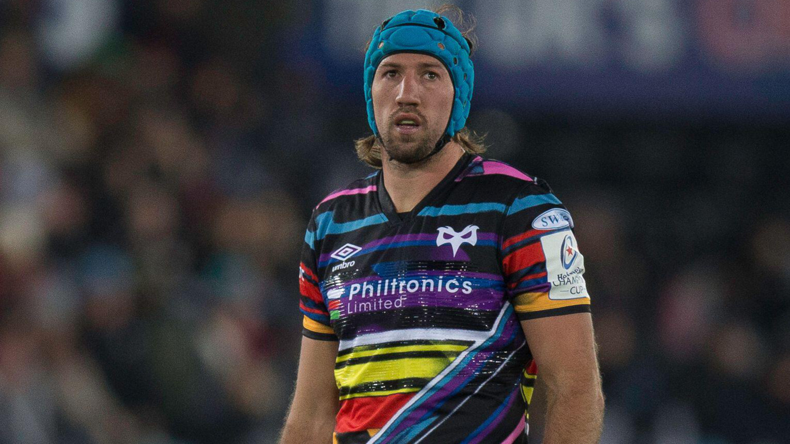 Ospreys star Justin Tipuric looks on.