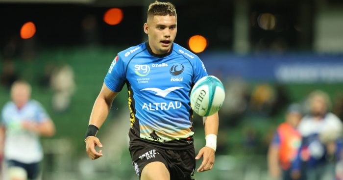 Reesjan Pasitoa chases the ball for the Western Force.