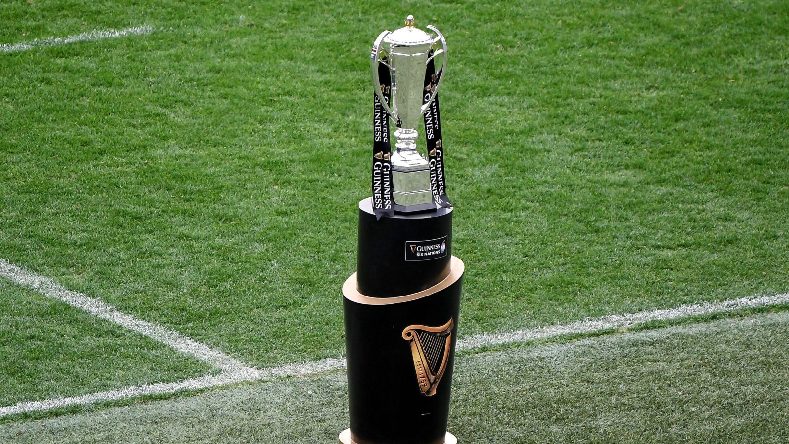 Six Nations trophy on display.
