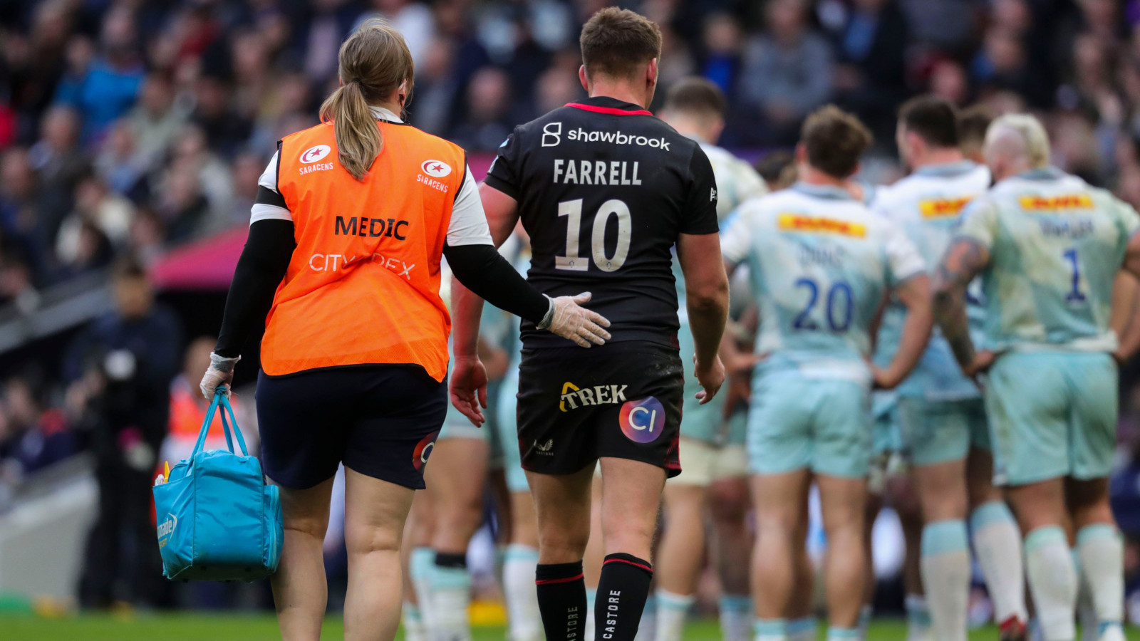 Owen Farrell: Injury concern for England and Saracens fly-half following ankle problem sustained against Harlequins