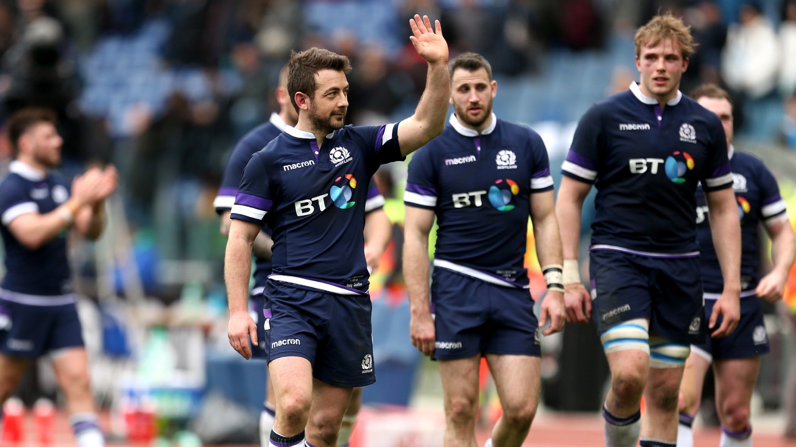 Greg Laidlaw waves to the crowd after a Scotland game