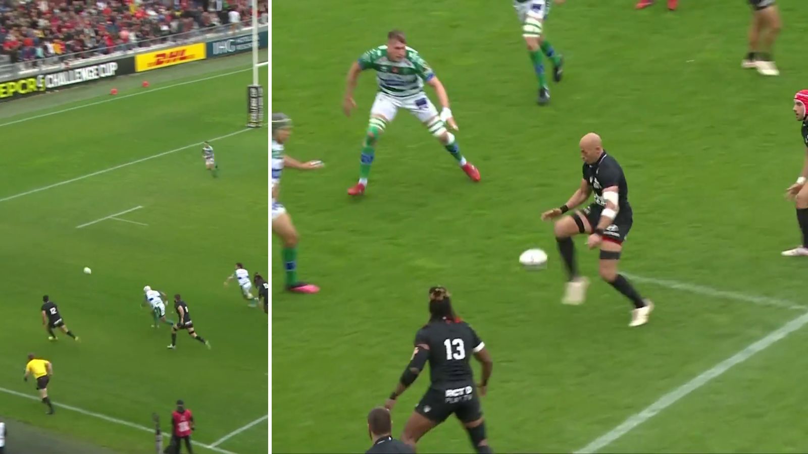Toulon and Italy number eight Sergio Parisse added another impressive bit of skill to his highlight reel, setting up a try in the Challenge Cup semi-final.