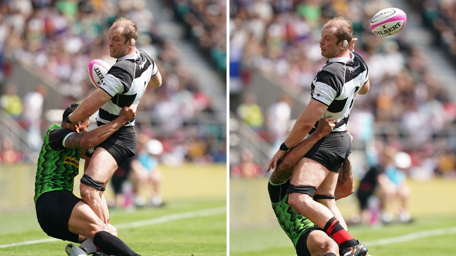 Wales legend Alun Wyn Jones produced some stunning offloads in the Barbarians' clash with the World XV at Twickenham on Sunday.Wales legend Alun Wyn Jones produced some stunning offloads in the Barbarians' clash with the World XV at Twickenham on Sunday.