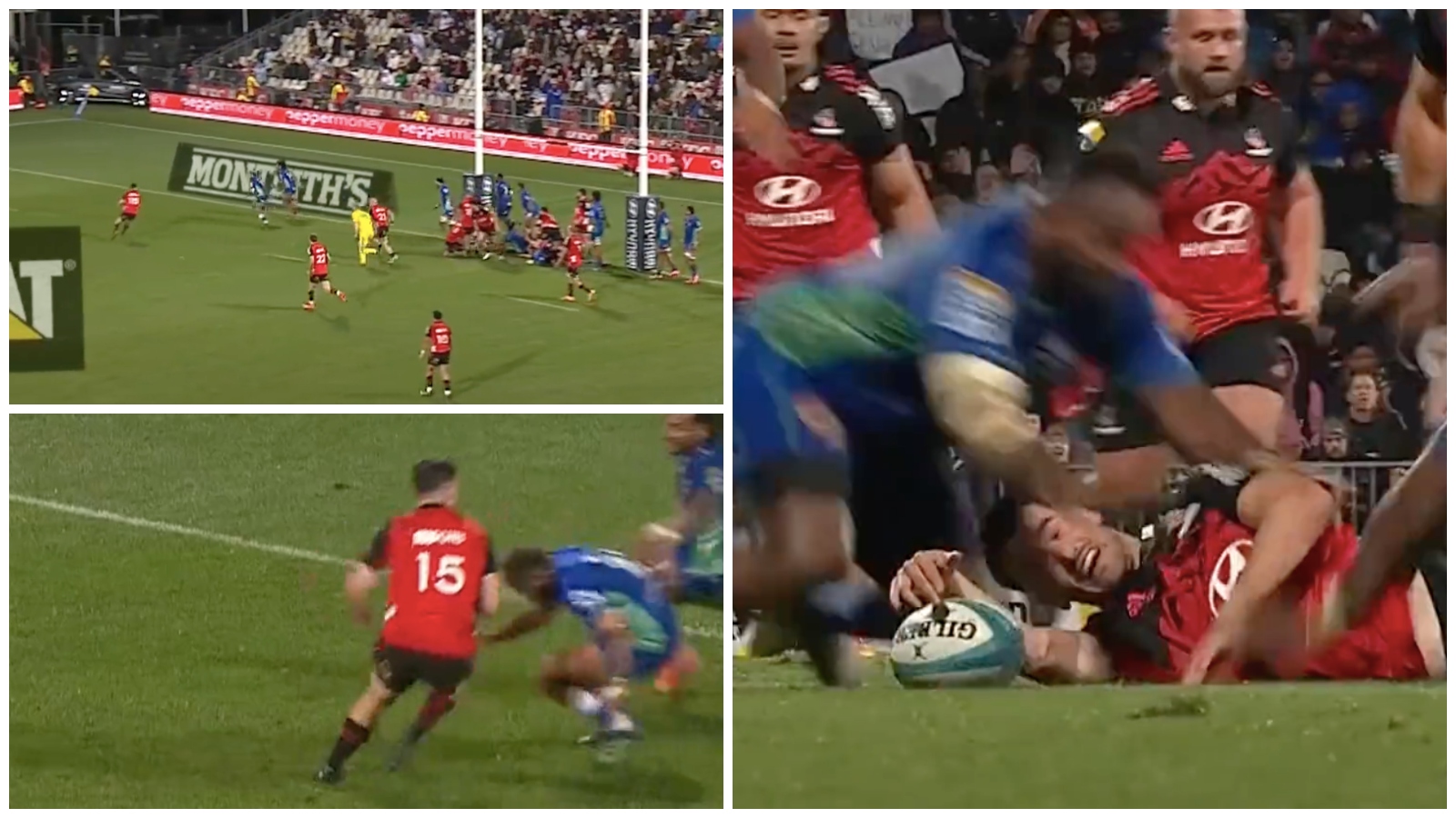 Super Rugby Pacific: Will Jordan scores for the Crusaders
