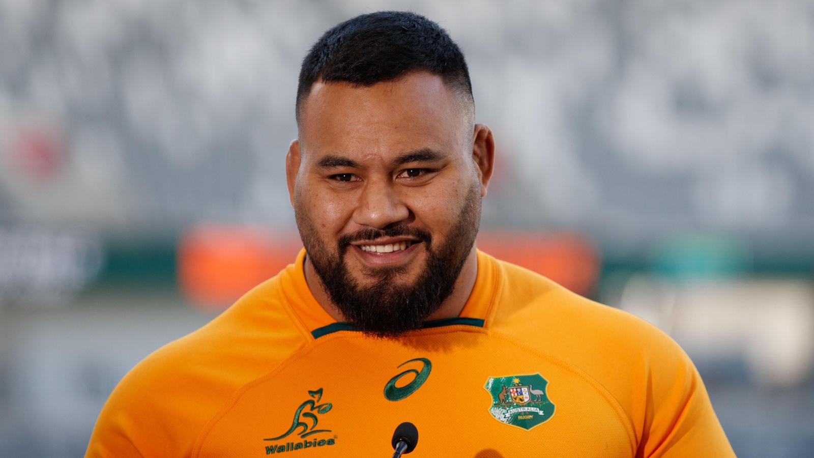 Wallabies front-row Taniela Tupou looks on