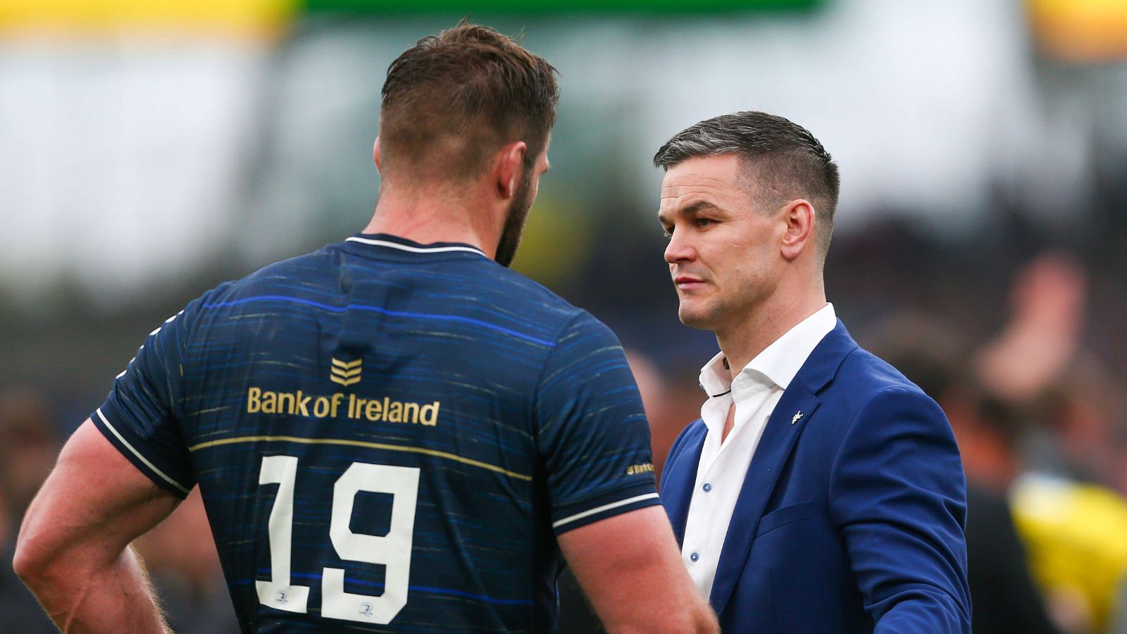 Leinster vs La Rochelle - Aviva Stadium - Saturday 20th May 2023 Leinster s Jonathan Sexton consoles Jason Jenkins at the end of the game