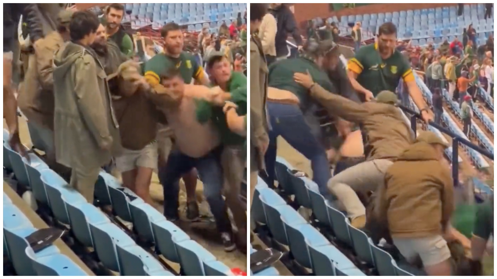 Springboks fans brawl in the Loftus Versfeld stands