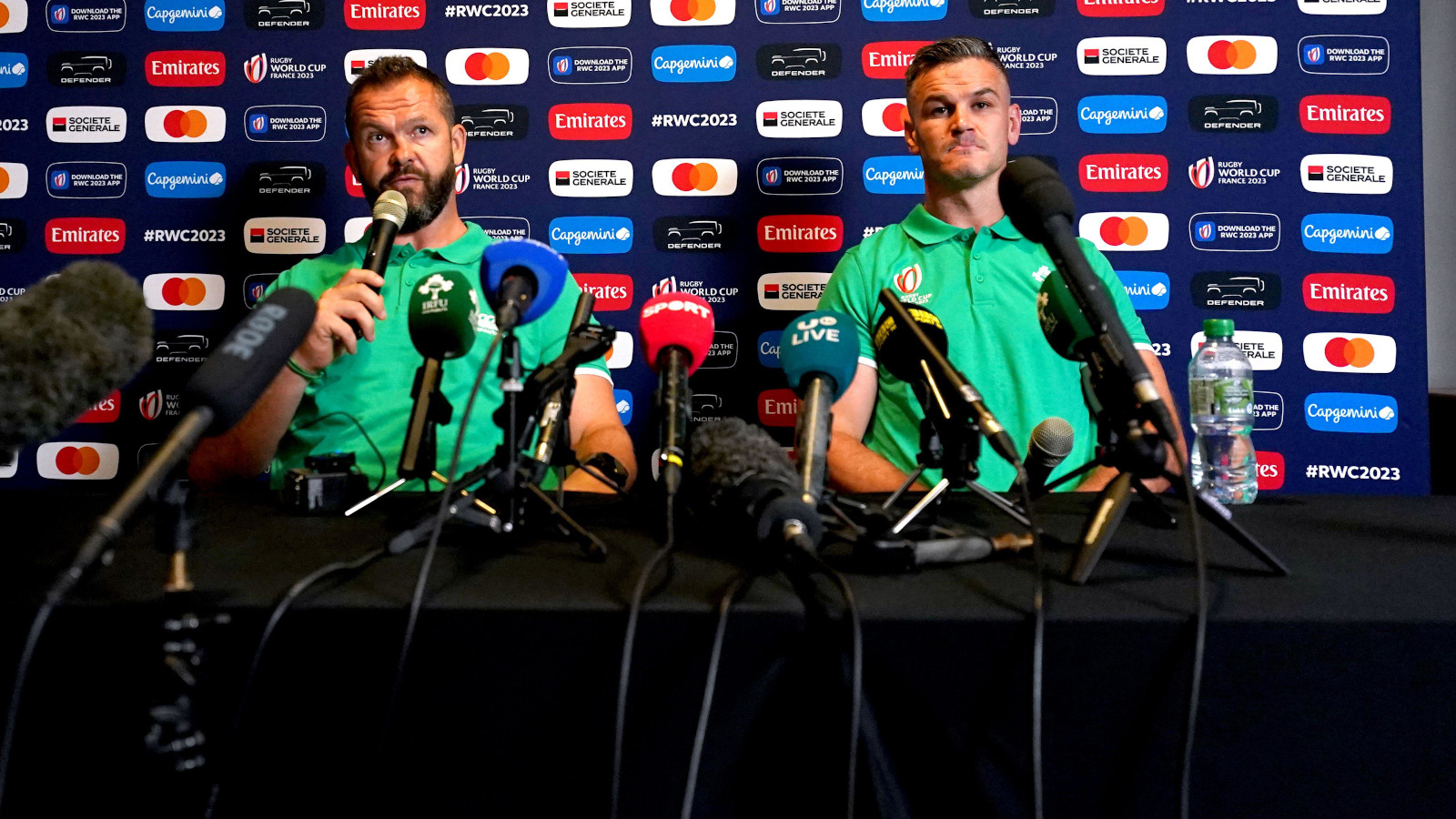 Ireland head coach Andy Farrell and Johnny Sexton during a press conference.
