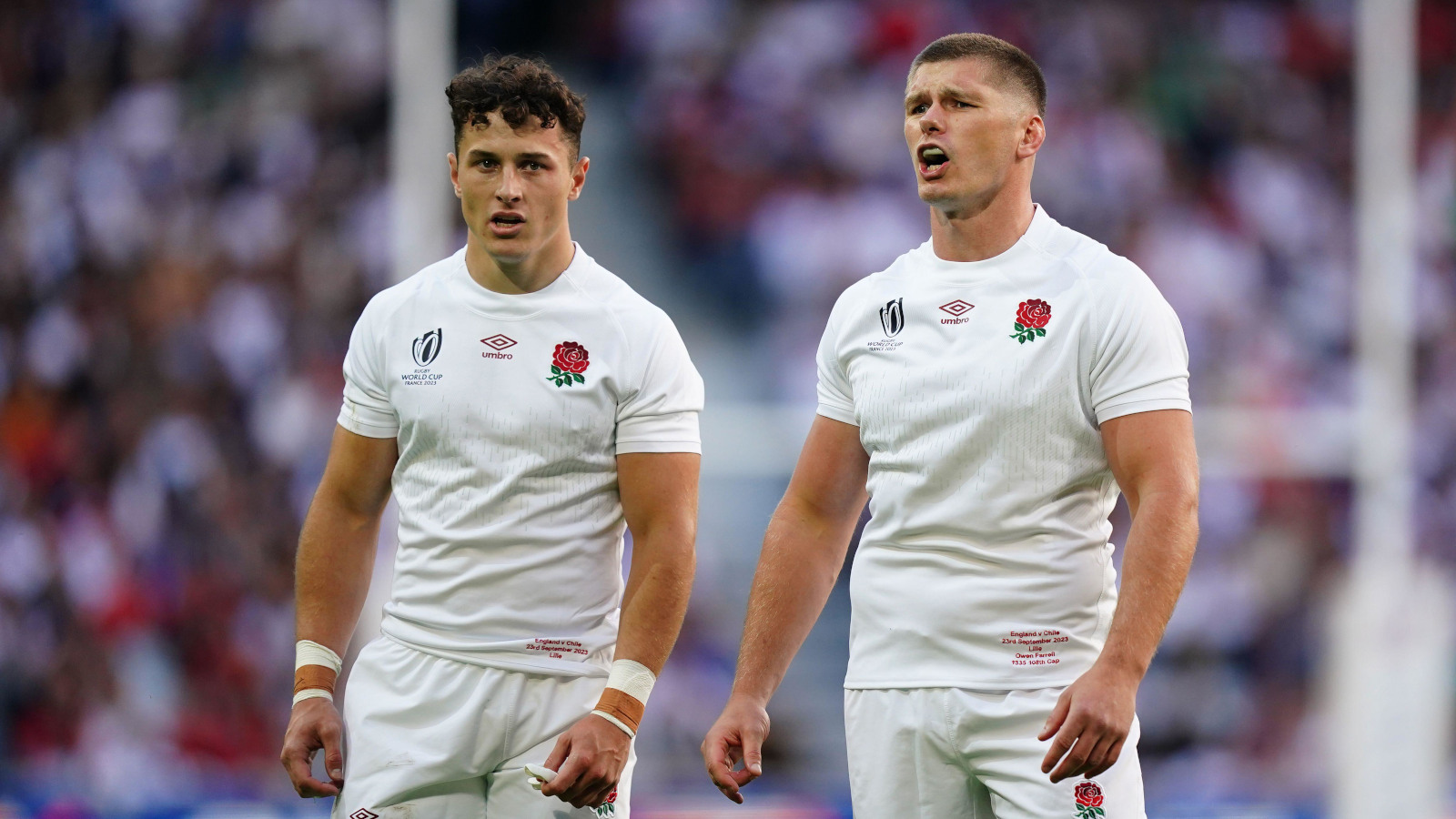 England's Henry Arundell and Owen Farrell during the Rugby World Cup.