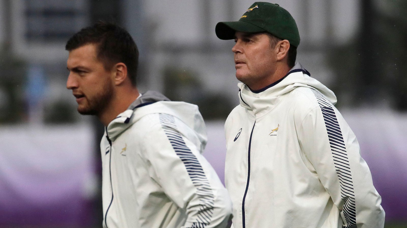 Rassie Erasmus and Handre Pollard SA training 2019 - Alamy.jpg