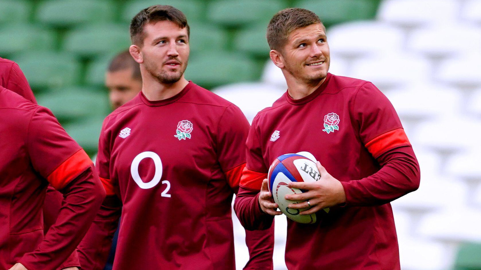 Tom Curry and Owen Farrell at England training.