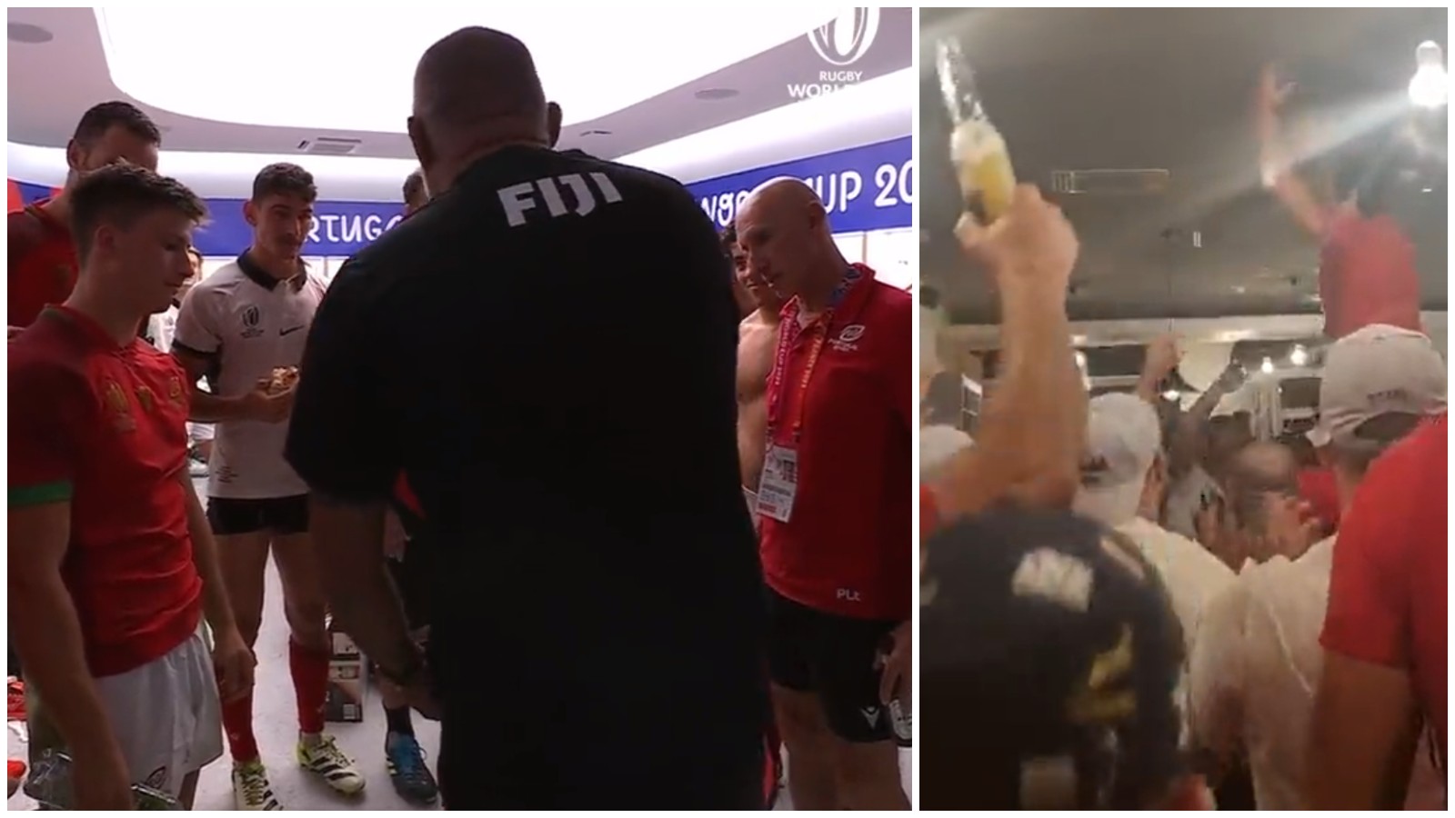 WATCH: Incredible gesture from Fiji as Portugal celebrate famous victory back at hotel