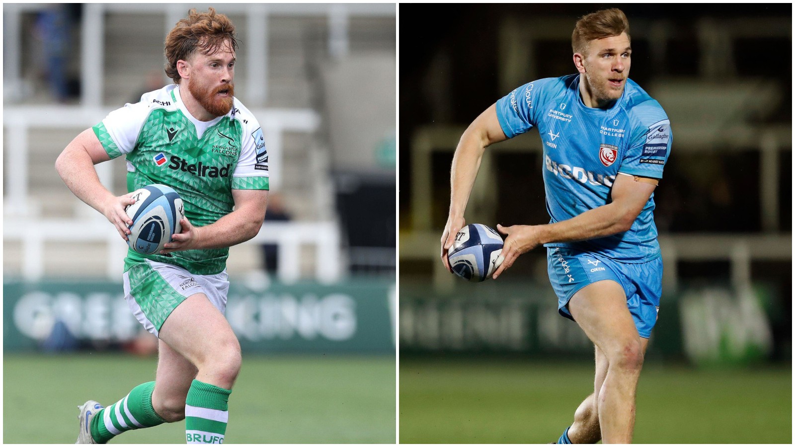 Newcastle Falcons inside centre Rory Jennings and Gloucester outside centre Chris Harris.