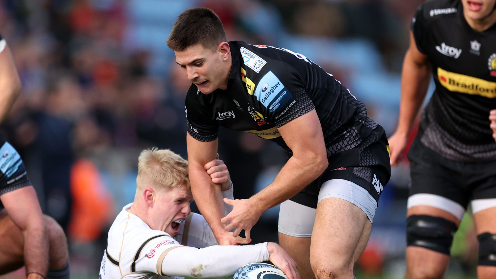 Joe Hawkins for Exeter Chiefs against Gloucester.