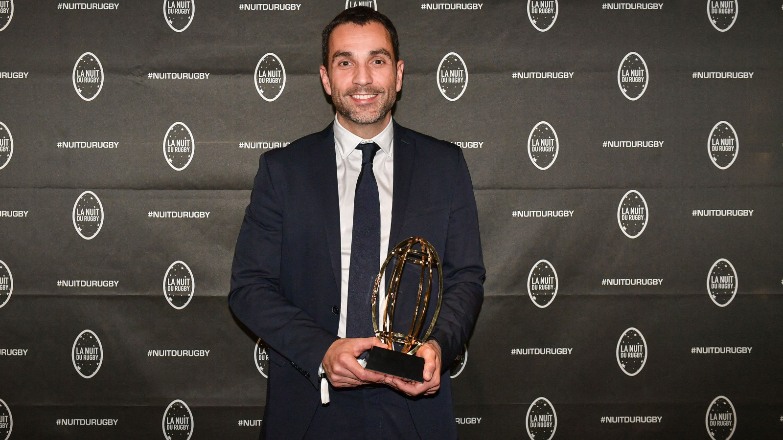 Test referee Mathieu Raynal after receiving the Best Referee award in 2023.