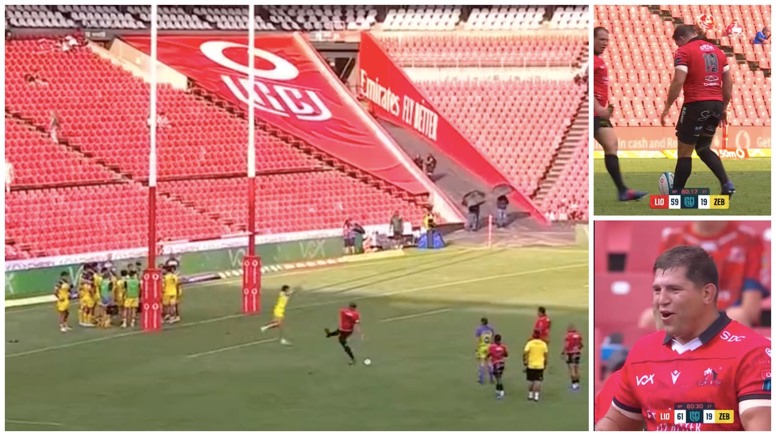 Lions star Willem Alberts kicks a conversion.