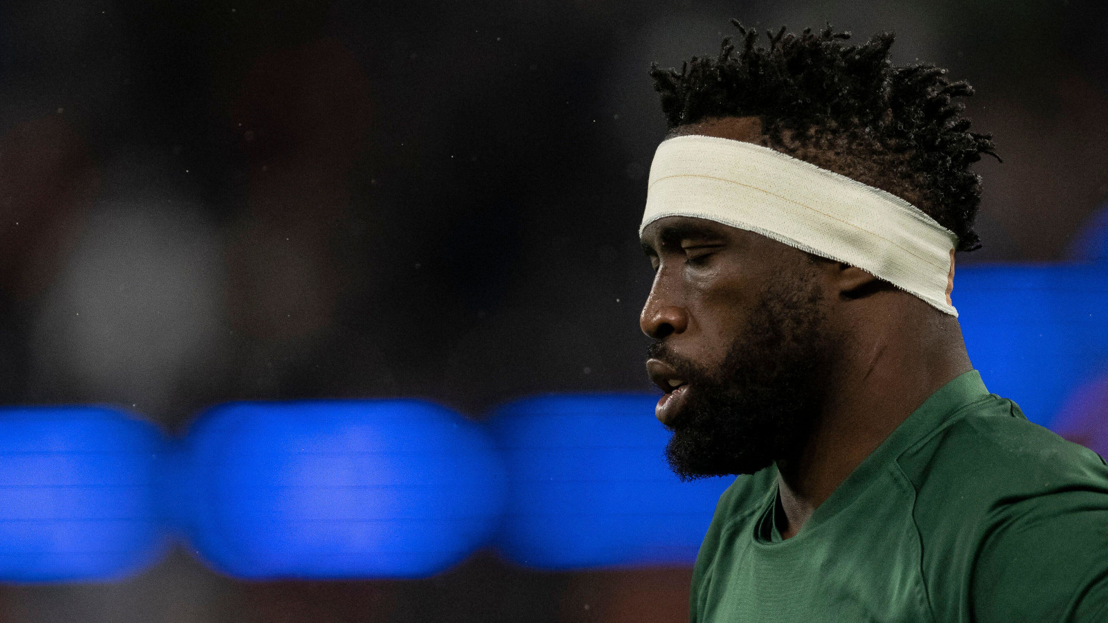 Siya Kolisi looking on during a warm-up.