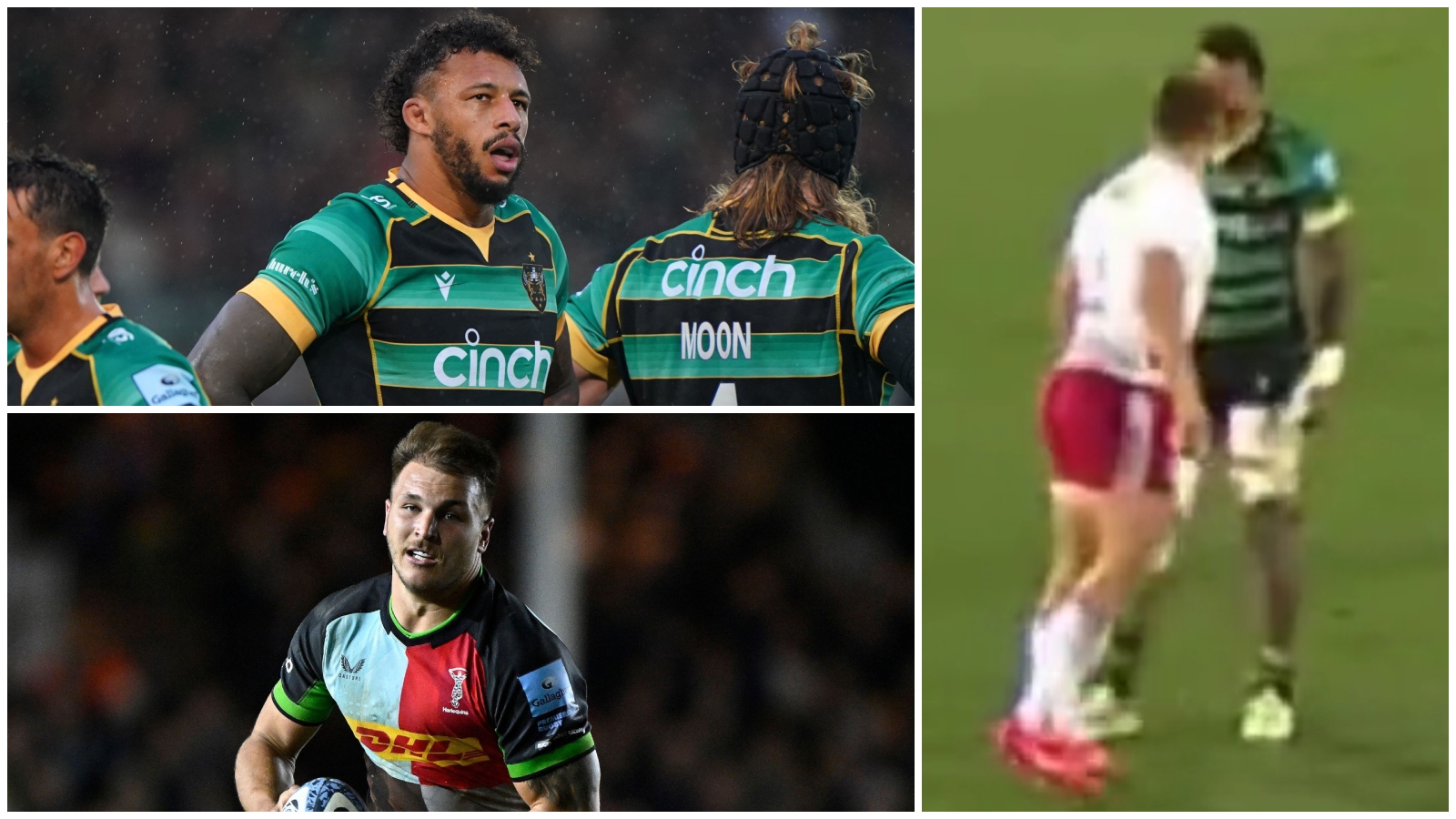 Andre Esterhuizen and Courtney Lawes involved in a scuffle during Premiership clash.