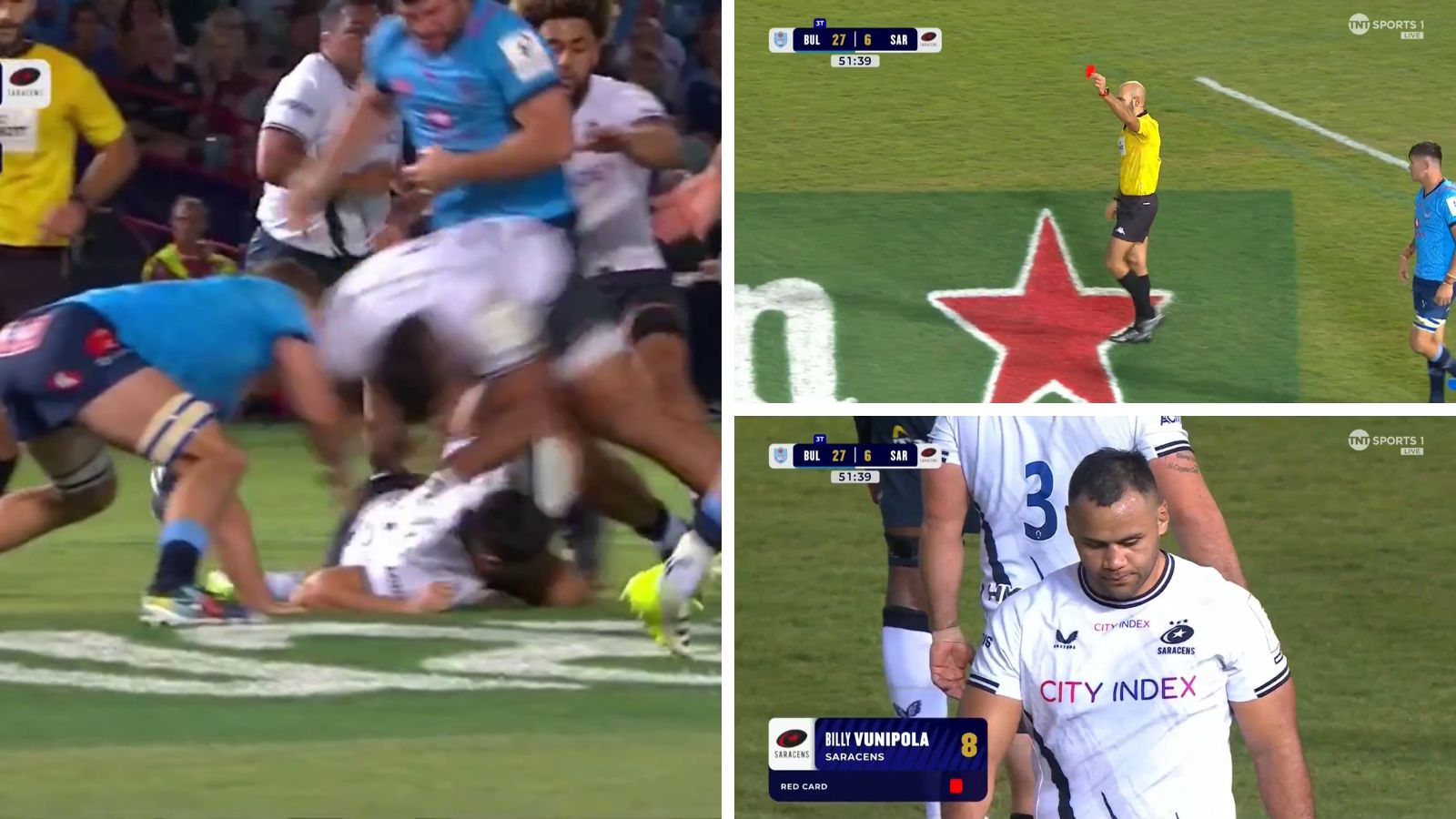 ‘Bonkers decision’ – Billy Vunipola red-carded after ‘reckless’ clear-out