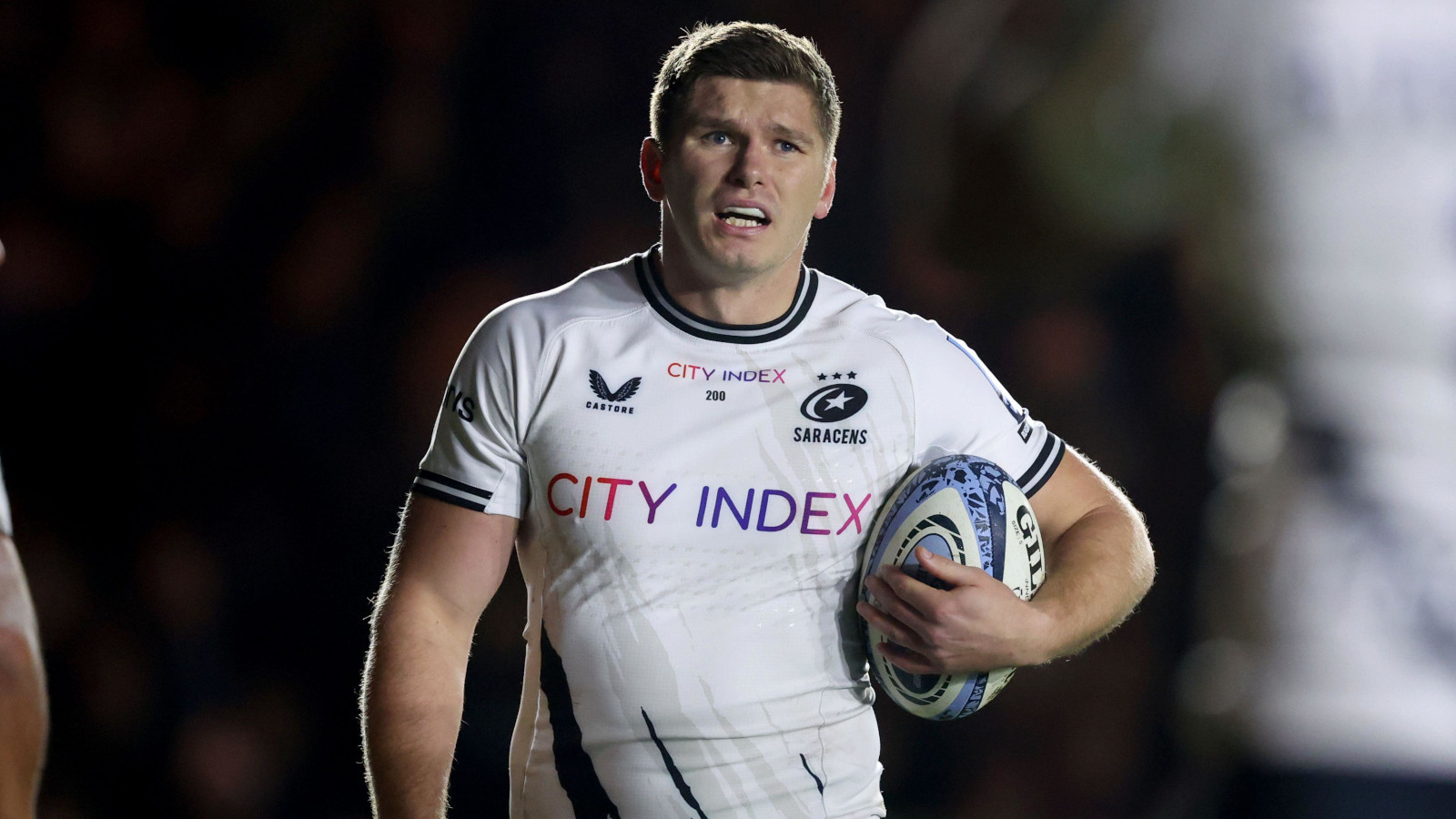 England's Owen Farrell in action for Saracens after the 2023 Rugby World Cup.