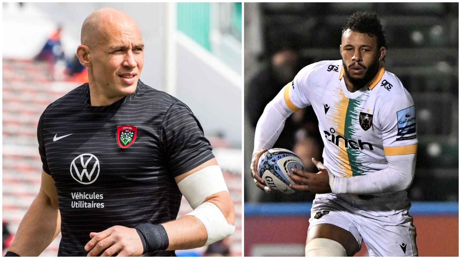 Toulon coach Sergio Parisse and Northampton Saints flanker Courtney Lawes.