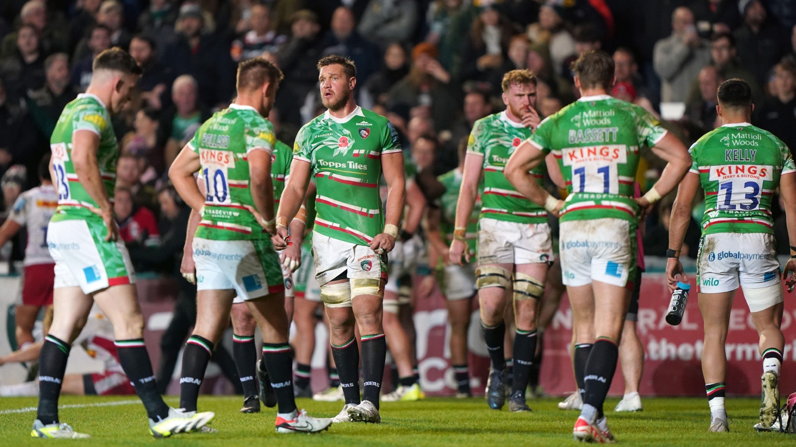 Leicester Tigers players during a game.
