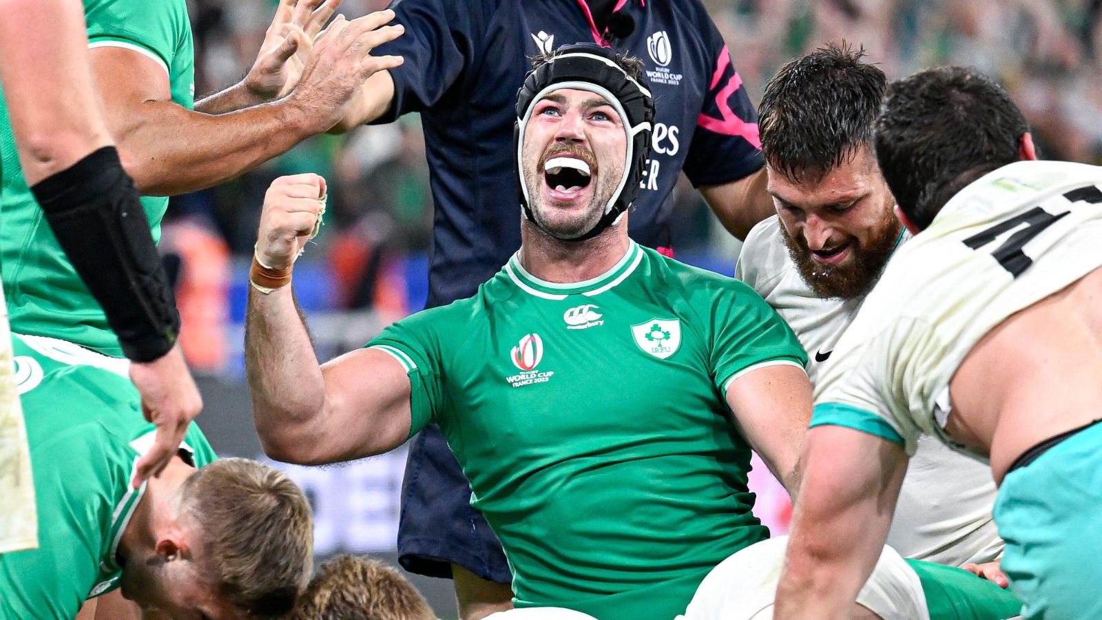 Caelan Doris during the World Cup 2023, rugby union match between South Africa (Springboks) and Ireland on September 23, 2023 at Stade de France in Saint-Denis near Paris