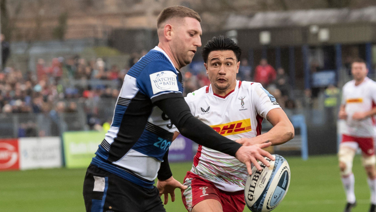 Finn Russell and Marcus Smith during Premiership clash in 2023.