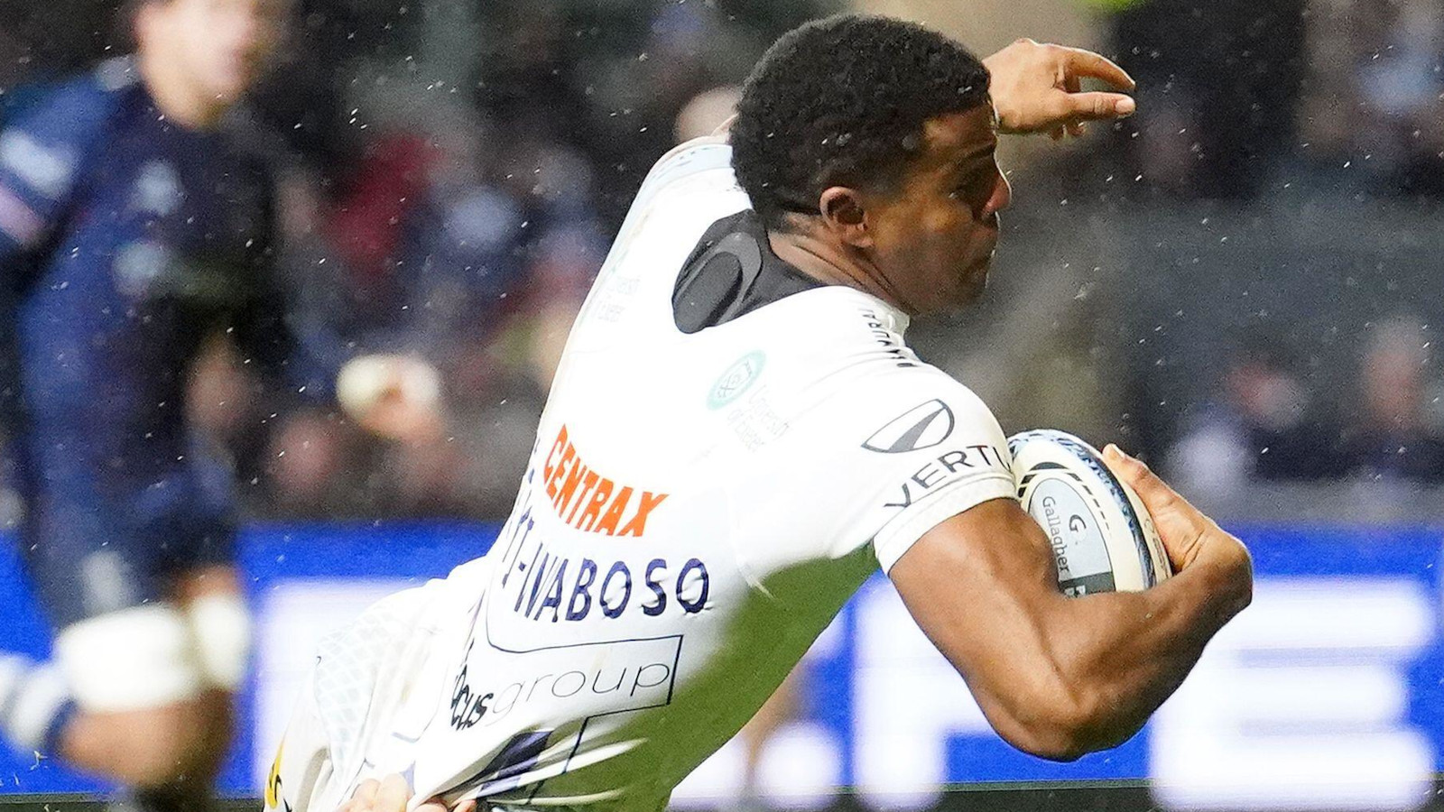 Immanuel Feyi-Waboso in action for Exeter Chiefs against Bristol Bears in 2023.