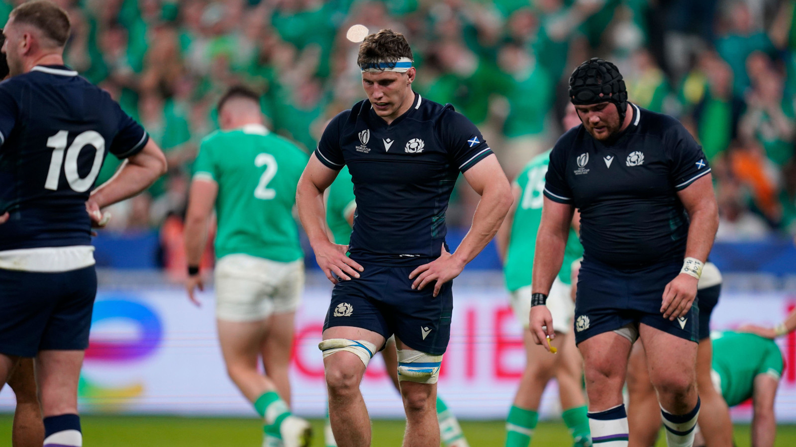 Rory Darge for Scotland during Rugby World Cup clash with Ireland 2023.