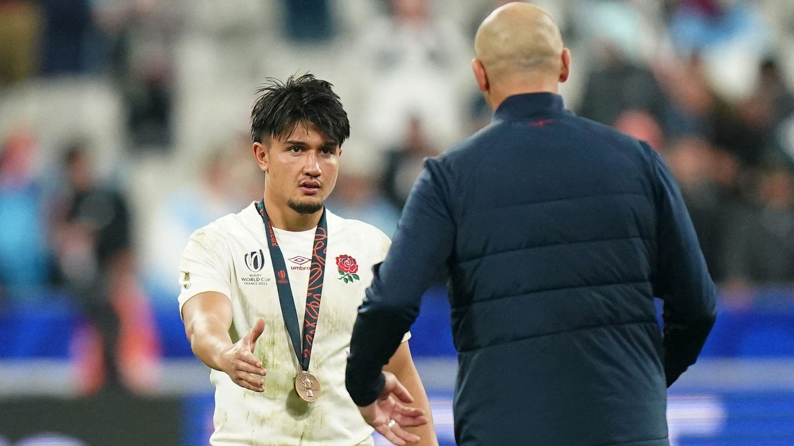 England back Marcus Smith after Rugby World Cup game.