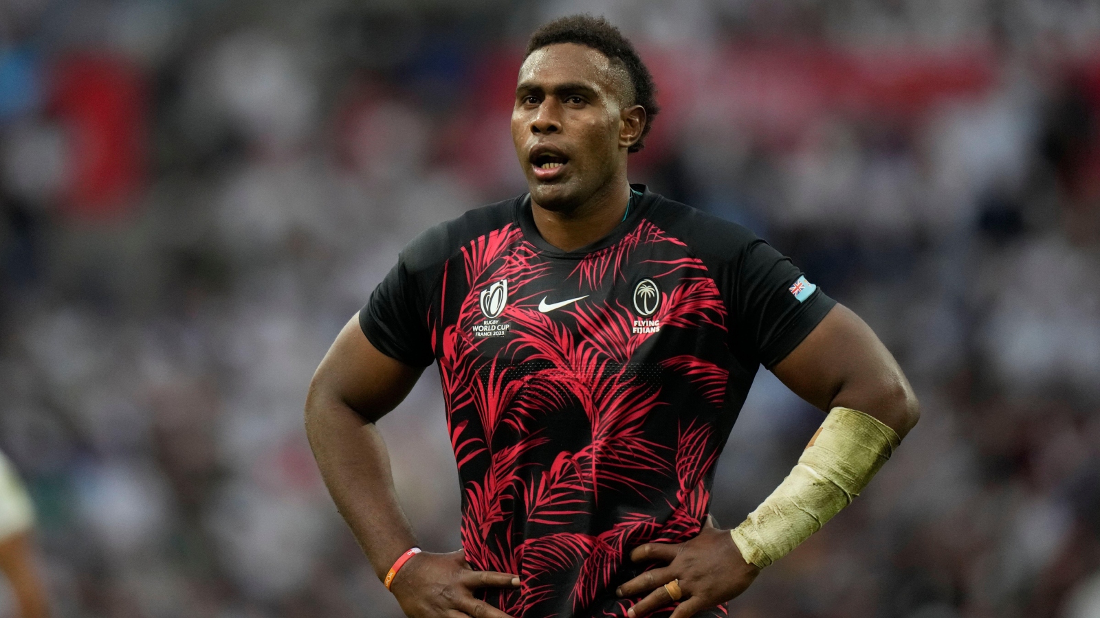 Fijian star Viliame Mata looks on during the Rugby World Cup.