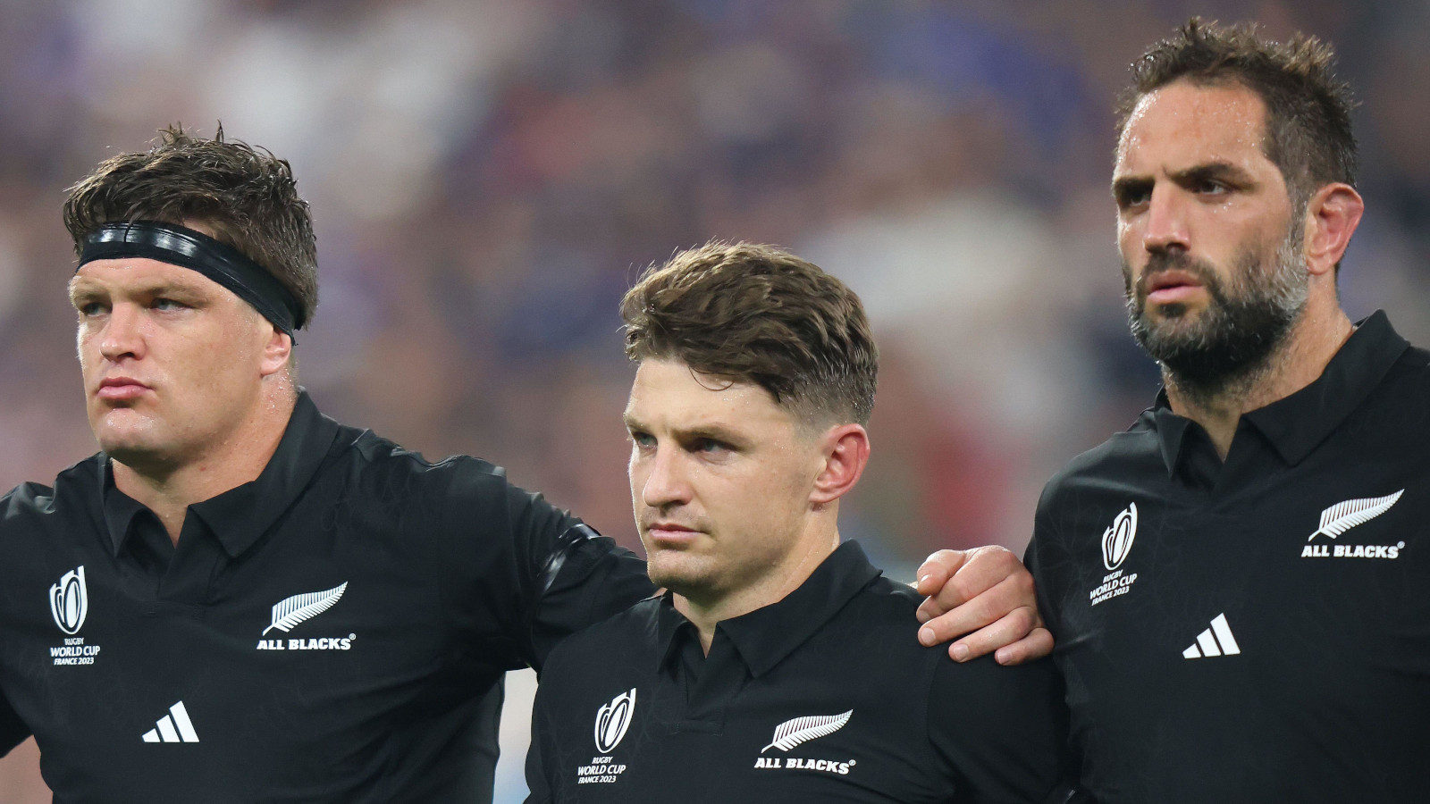 All Blacks Scott Barrett and Sam Whitelock alongside Scott's brother Beauden.