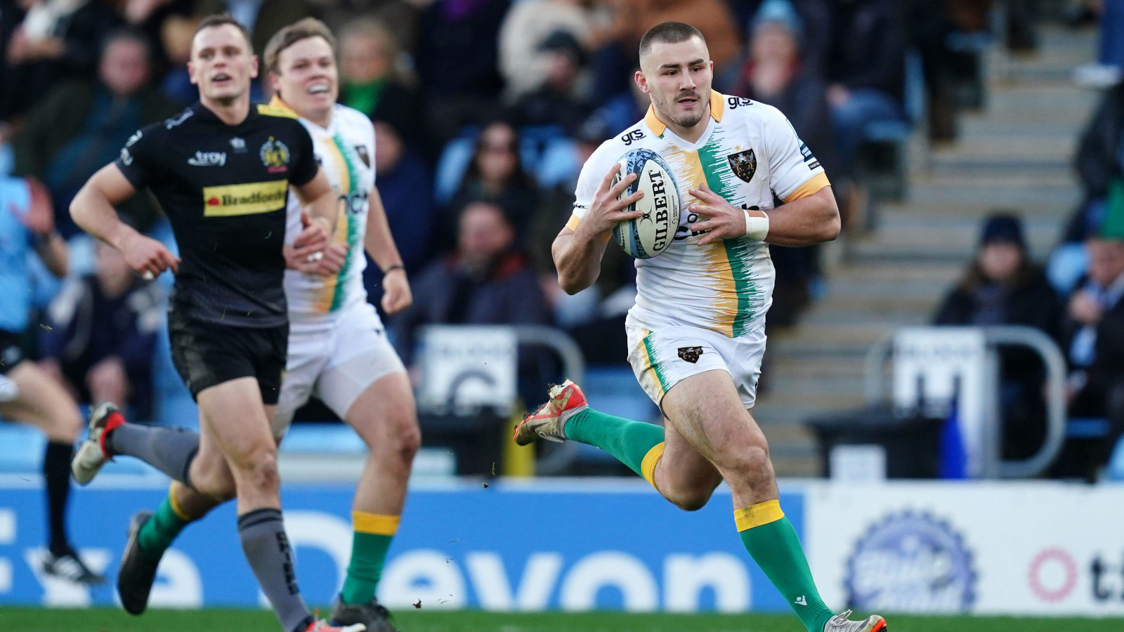 Northampton Saints wing Ollie Sleighholme against Exeter Chiefs.