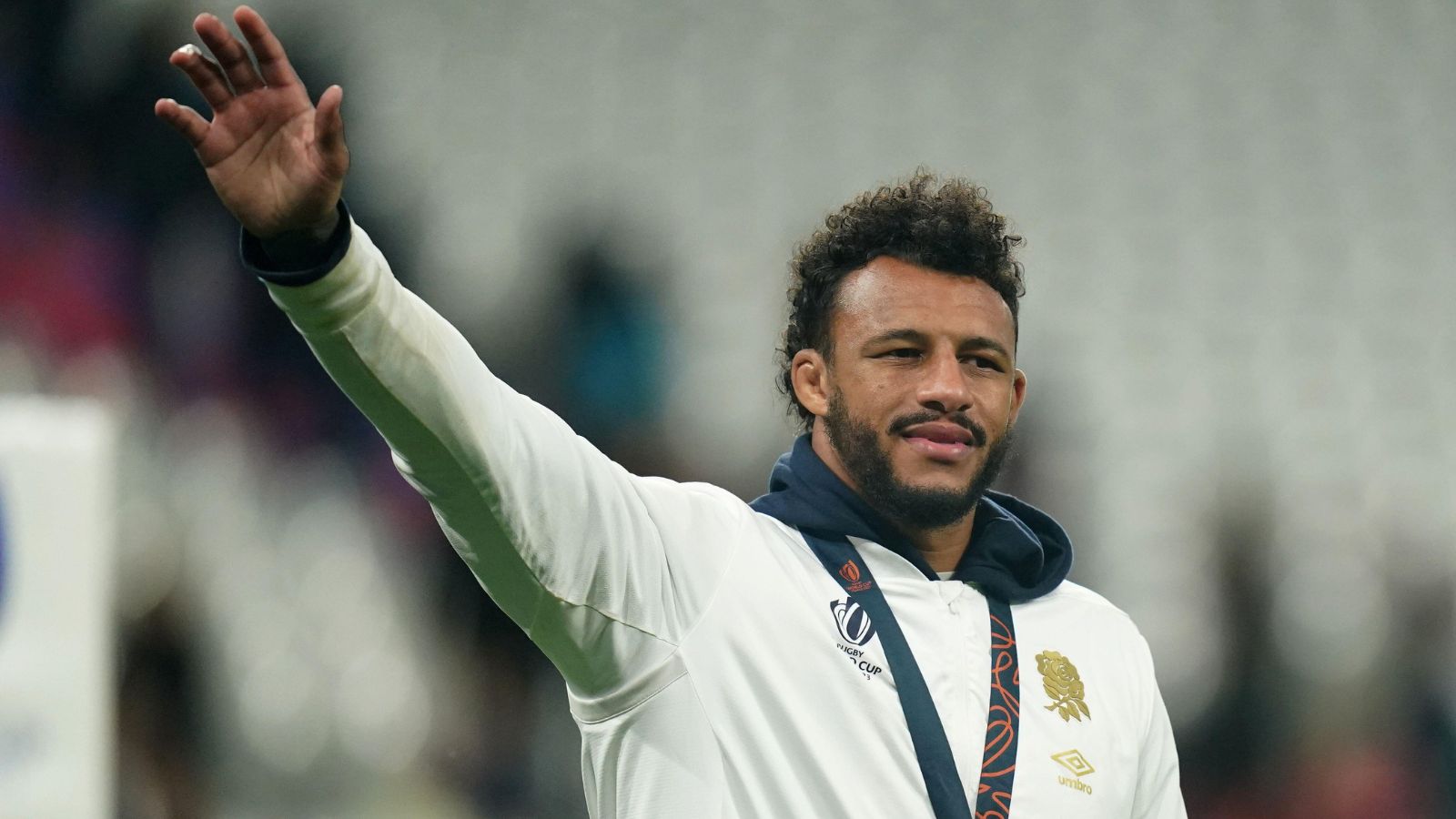 England's Courtney Lawes applauds supporters following the Rugby World Cup 2023 bronze final match at the Stade de France in Paris.
