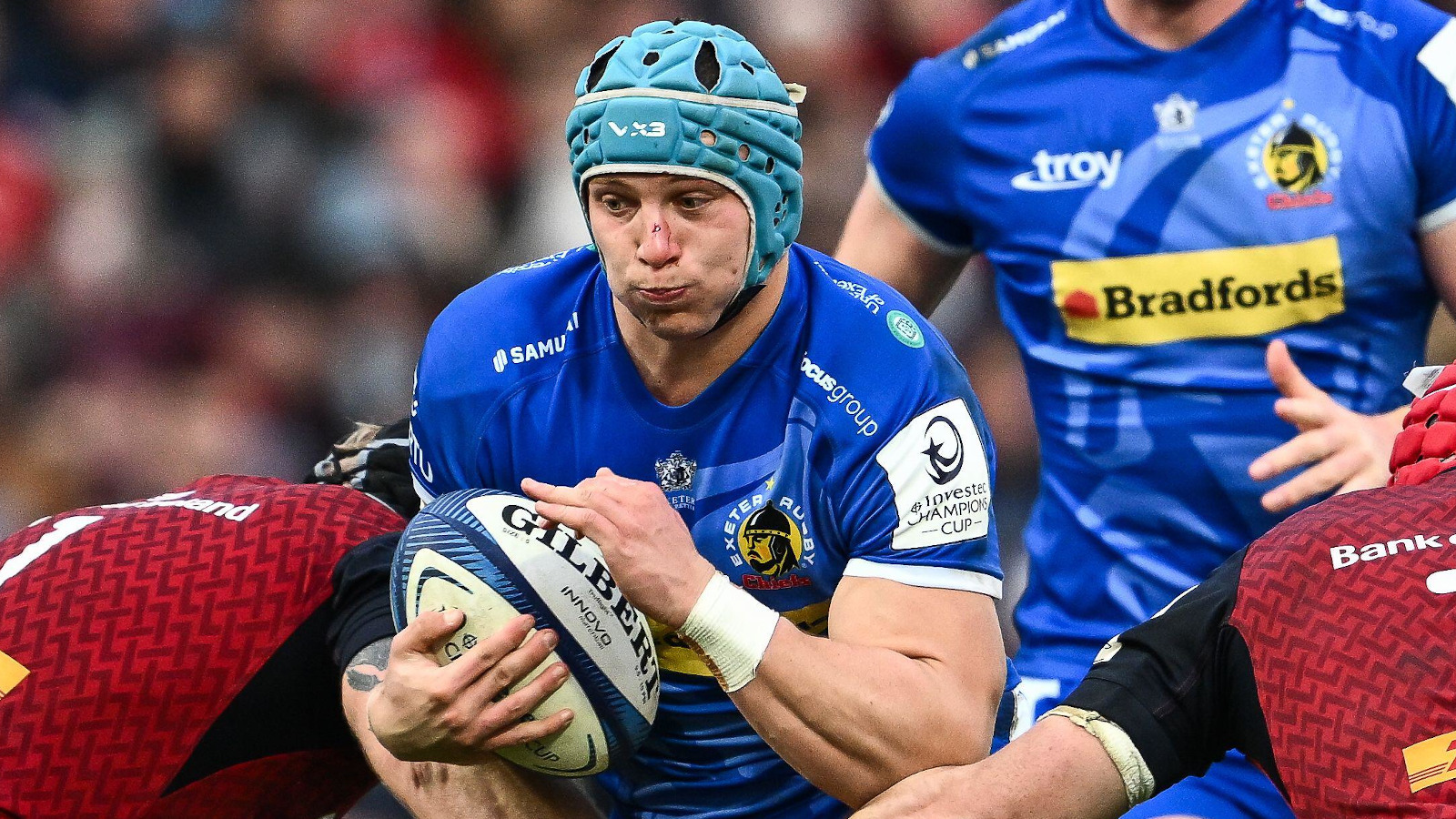 Exeter Chiefs back-row Ross Vintcent against Munster.