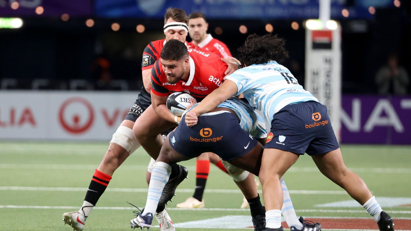 Toulouse lock Emmanuel Meafou and back-rower Alexandre Roumat.
