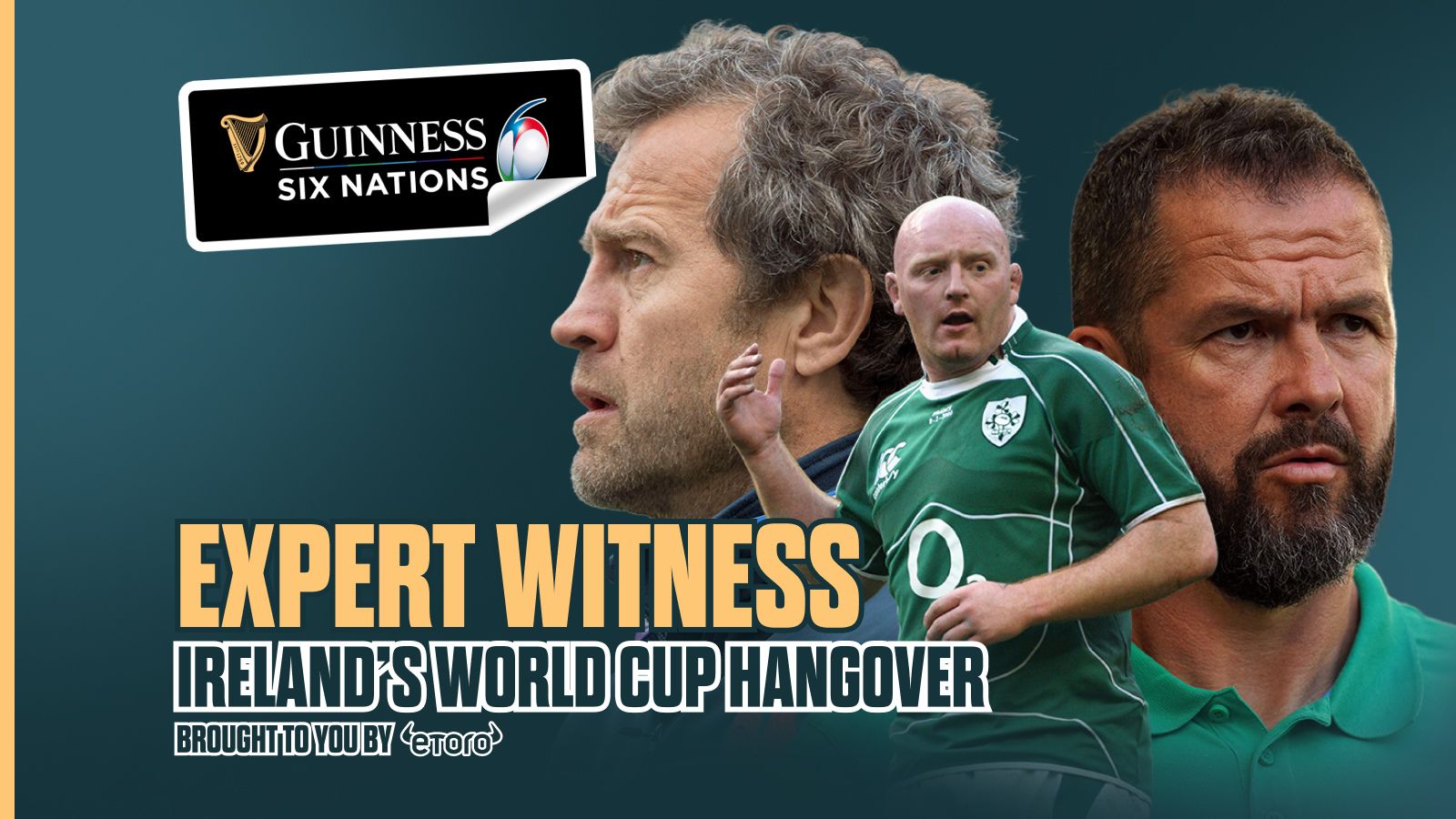 Former Ireland hooker Bernard Jackman, France head coach Fabien Galthie and Ireland coach Andy Farrell.