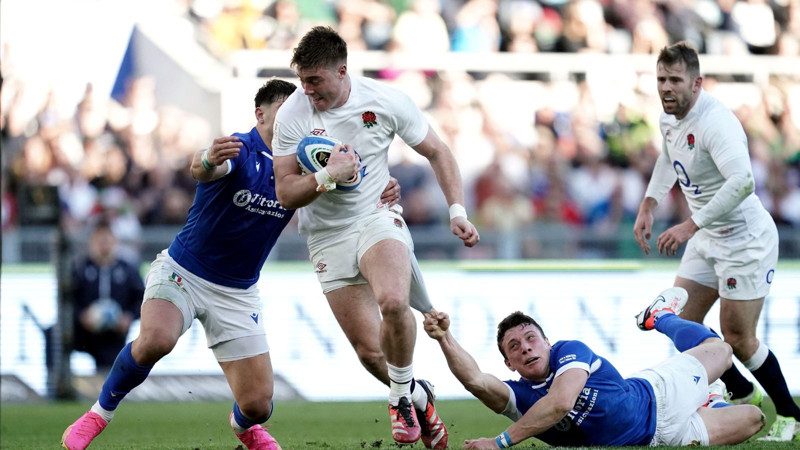 England's Tommy Freeman during the Guinness Six Nations match at the Stadio Olimpico in Rome, Italy.