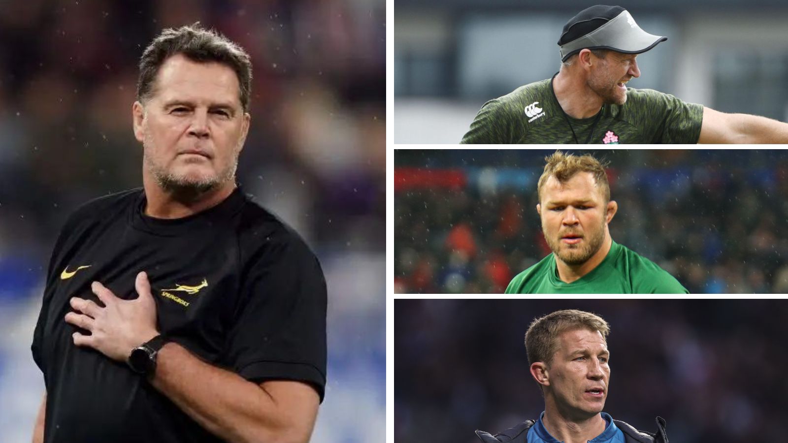 Springboks head coach Rassie Erasmus, former All Black Tony Brown, ex-Ireland hooker Jerry Flannery.