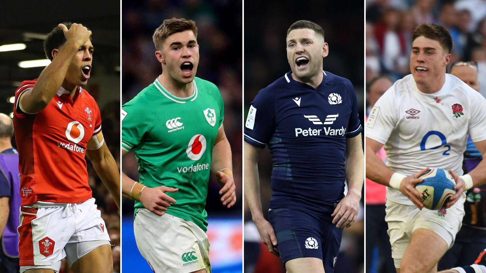 Six Nations: Wales winger Rio Dyer, Ireland fly-half Jack Crowley, Scotland's Finn Russell and England's Tommy Freeman.