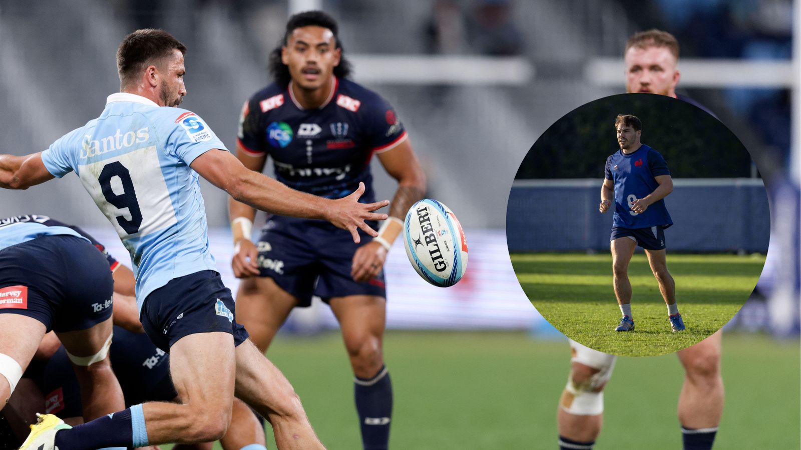 Split with the Waratahs facing the Rebels and Frenchman Antoine Dupont.