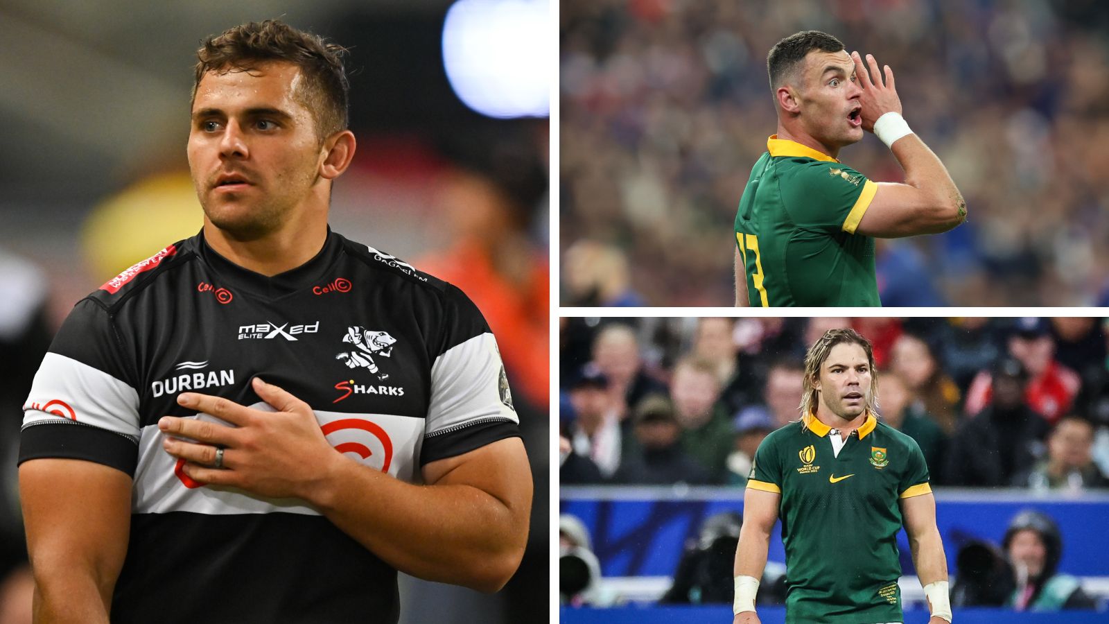 Sharks and Springboks centre Rohan Janse van Rensburg plus Faf de Klerk and Jesse Kriel.