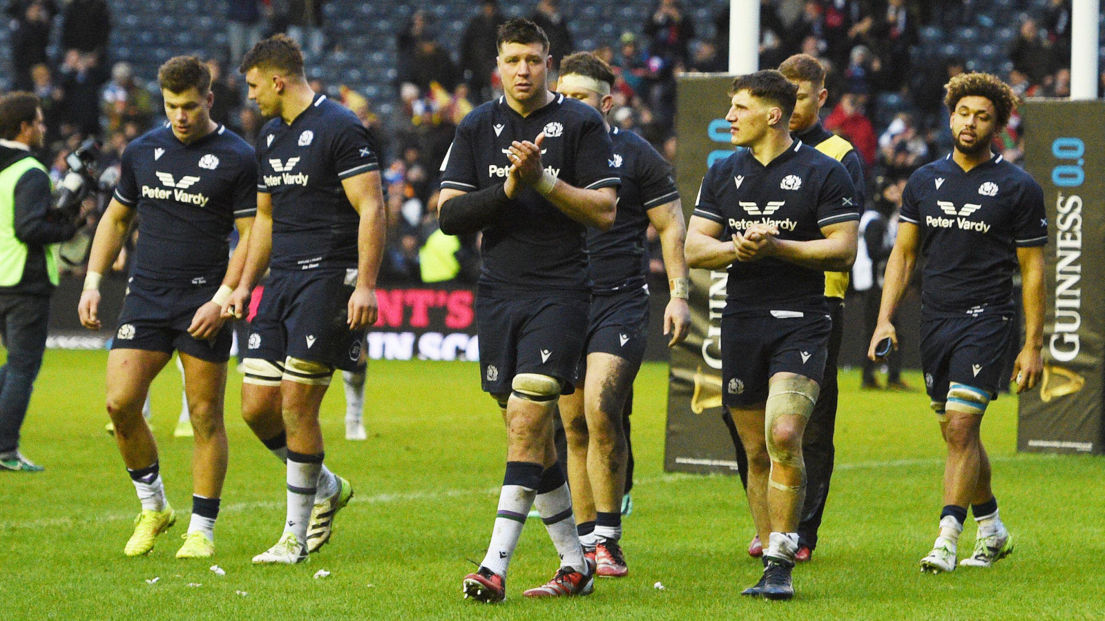 Scotland's players applauding the fans after France defeat in the 2024 Six Nations.