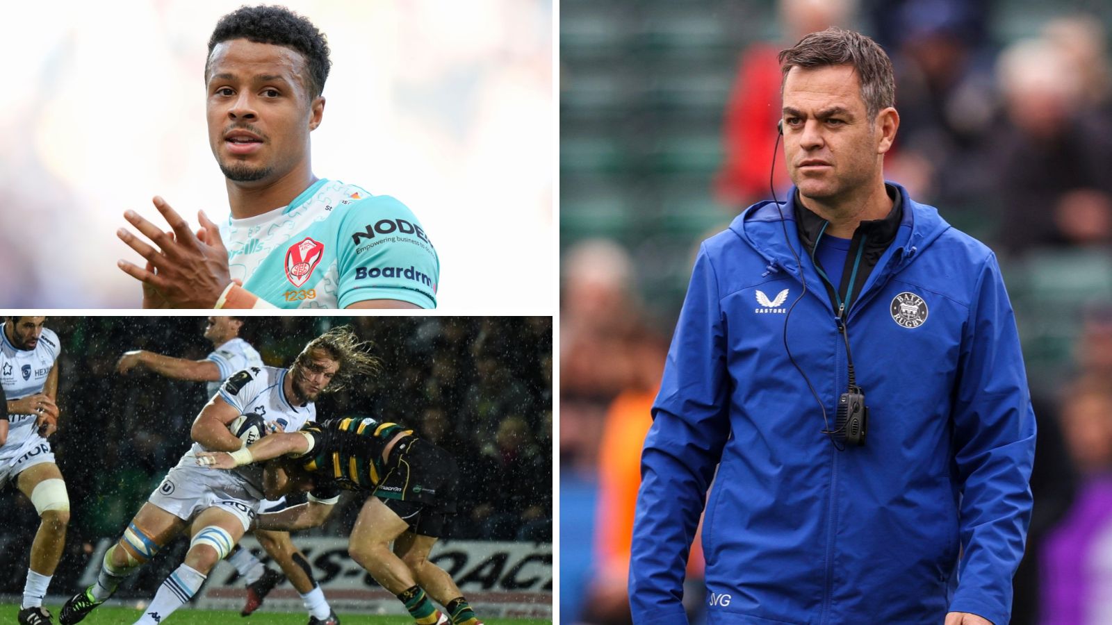 Regan Grance, Jacques du Plessis and Bath head of Rugby Johann van Graan.