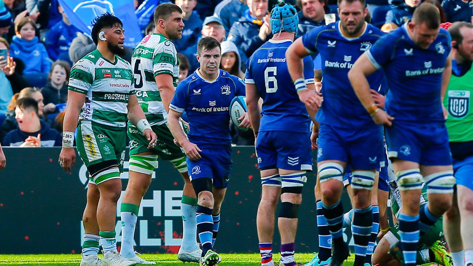Luke McGrath after scoring for Leinster against Benetton.